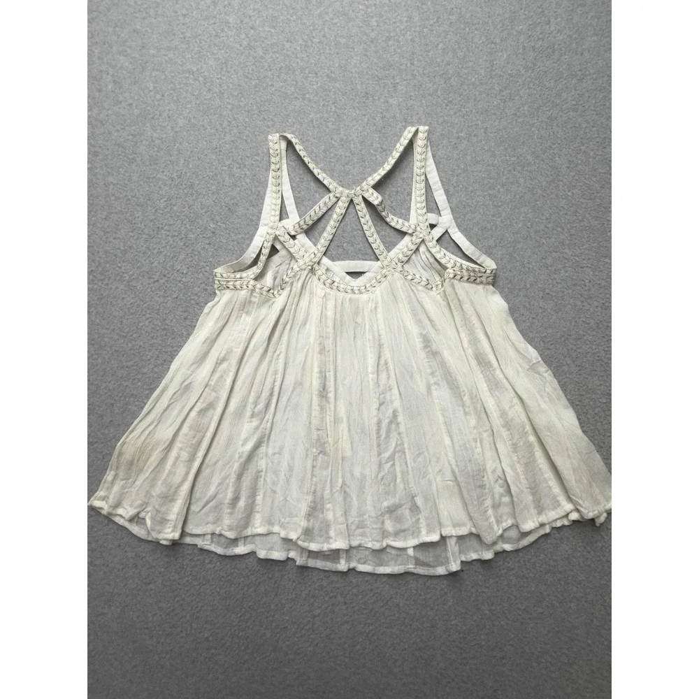 Vanessa Virginia Anthropologie Womens 4 White Boho Strappy Cami NWT - Picture 9 of 13